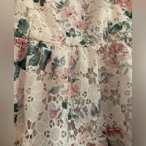 Flirt For Fun Ivory Floral Print Lace Midi Dress - Picture 4 of 5